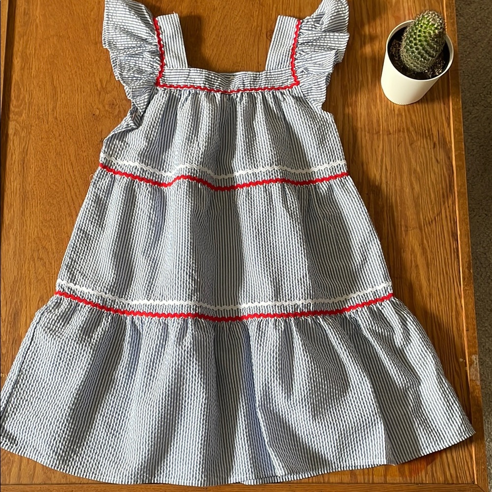 Casual Blue Dress with Ruffle Sleeves.